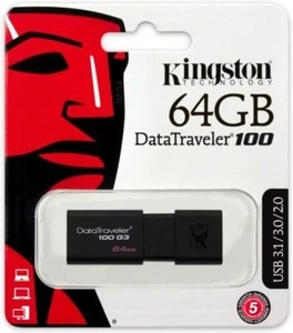 KINGSTON PENDRIVE DATATRAVELER 64GB DT100G3 64GB USB 3.0 NERO CHIAVETTA MEMORIA - Afbeelding 1 van 1