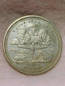 GIBRALTAR ~ 1994 ~ 5 POUNDS ~ D-DAY 50th ANNIVERSARY ~ XF - Picture 1 of 2