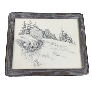 Arte da parete vintage vecchia fattoria anni 80 cornice in legno 16x13 rocciosa - Foto 1 di 5