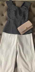 Top para mujer Banana Republic azul marino a lunares sin mangas talla 0 - Imagen 1 de 11