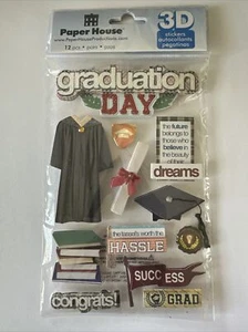 Graduation Day  3D scrapbook stickers - Paper House Cap Gown Congrats Success - Picture 1 of 2