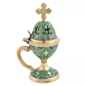 Bruciatore incenso in ottone ortodosso colorato - fatto a mano - alta qualità 5,6" 14,3 cm - Foto 1 di 1