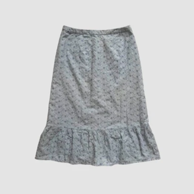 Falda Benetton Azul Floral Midi Mezcla Algodón Casa Talla 38 Cintura 24" Foto 1 de 4