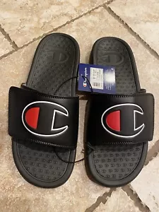 Mens Champion Slide Adjustable Hook and Loop Closure Black & Red Size 9 New - Picture 1 of 5
