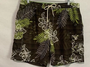 Caribbean Joe Herren Badehose Gr. XL schwarz grün tropisch gefüttert Swim Bademode - Bild 1 von 5