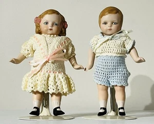 Antique Bisque Porcelain Dolls Crocheted Double Jointed Made in Germany - Picture 1 of 4