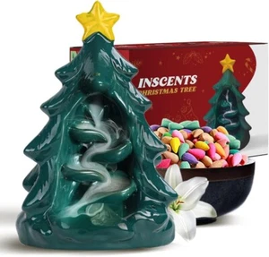 Inscents Weihnachtsbaum Keramik Rückfluss Räucherstäbchenhalter + 50 Duftkegel - Bild 1 von 7