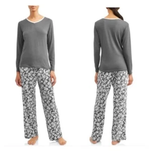 Mayfair Pajamas Set Women's Ladies Loungewear SZ Medium Gray Floral Print NEW - Picture 1 of 9
