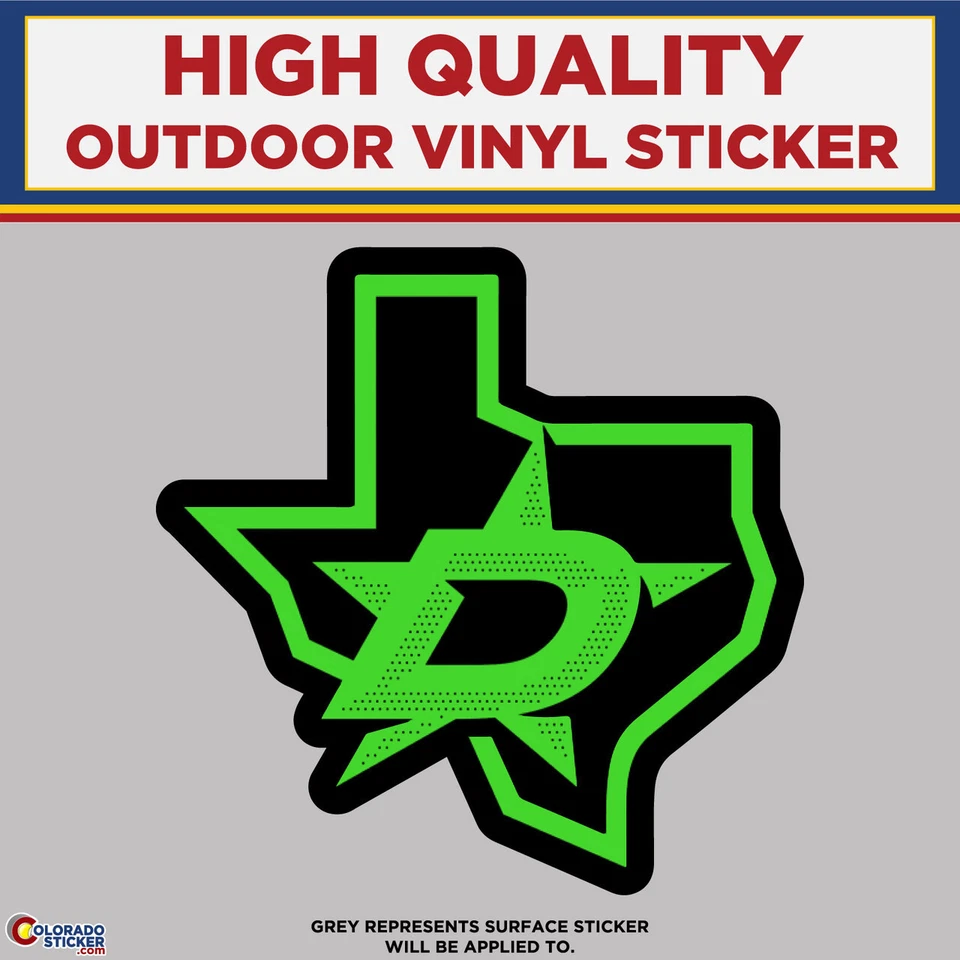 Neon Green Dallas Stars, High Quality Vinyl Stickers