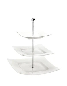 Godinger 262975 Piazza 3 Ebenen Quadratisch Lagenlook Servierer Weiß - Bild 1 von 3
