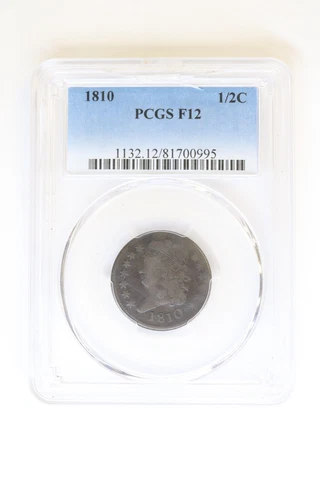 1810 Classic Half Cent - F12 - PCGS - 1/2c Cover