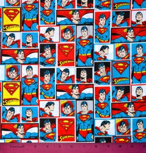 Superman Fabric - HALF YARD - 100% Cotton - Quilting Sewing Superhero DC Comics - Picture 1 of 1