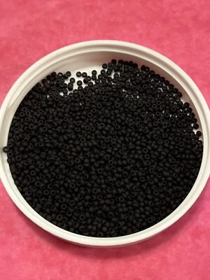 Miyuki 11/0 Round Seed Beads Matte Black 11-401F 24 Grams - Image 1 of 2