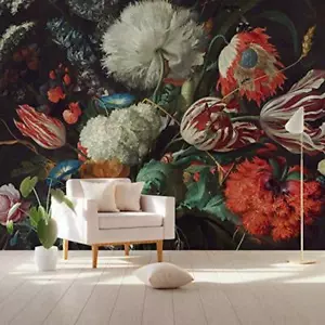Red Tulip Flower Floral Removable Textured Wallpaper - Picture 1 of 4