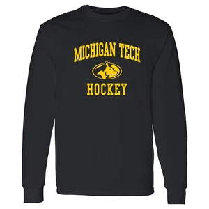 Michigan Tech Arch Logo Hockey Long Sleeve - Black - Picture 1 of 6