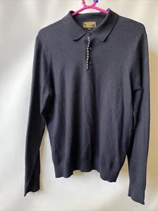 William Hunt Jumper Pullover MERINO WOOL Blend Italian Navy Blue Mens L 43" - Picture 1 of 11