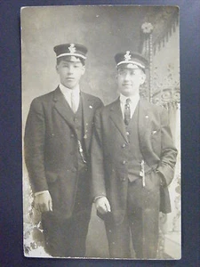 Two Men In Uniform Railroad? Policemen? Real Photo Postcard RPPC c1910 Antique - Picture 1 of 2