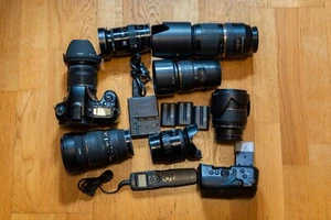 Equipo fotográfico completo: Cámara, 6 objetivos, grip, flash y 4 baterías - Photo 1/10