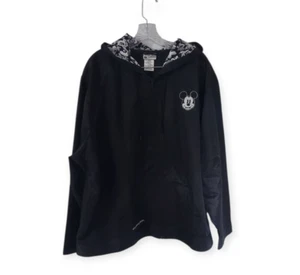 Disney Disneyland Park Mickey Mouse Windbreaker Black Hooded Zip Rain Jacket 3X - Picture 1 of 8