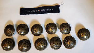 TOMMY HILFIGER Replacement Shank Buttons 11 Dark Bronze Tone 1985 3/4"