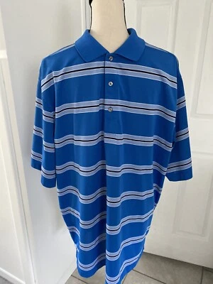 Jack Nicklaus Performance 18 Men's Polo Golf Shirt Large Blue Striped XL, Euc - Image 1 of 4