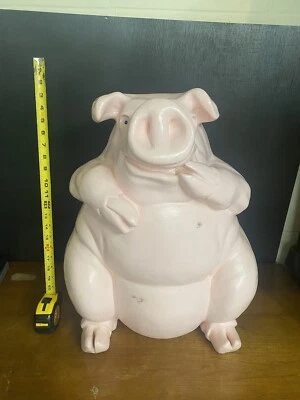 Vintage Giant Tuscany Studio Inc 1975 Ceramic Chalkware Pig Piggy Bank  - Image 1 of 4