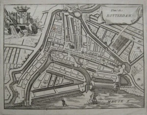 Original 1720 Jacobus Harrewijn Map ROTTERDAM Netherlands Meuse River Cartouche - Picture 1 of 9