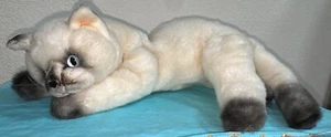 Vintage KAMAR Siamese Kitty Cat Plush Blue Eyes Japan 29” Long - Picture 1 of 13