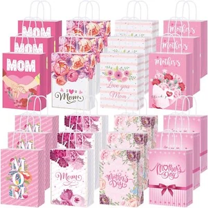 48 Pieces Happy Mother's Day Gift Bags Treat Bags with Handle Mothers Day Party - Picture 1 of 6