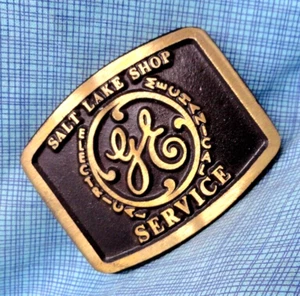 GE Service Employee Belt Buckle Salt Lake City General Electric Vtg 80s .NOX810 - Picture 1 of 10