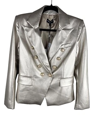 NWT Generation Love Delilah Vegan Gold Leather Blazer Jacket Size XS - Image 1 of 4