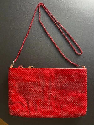 Cartera discoteca vintage de malla roja/esmalla años 80 elegante salir Foto 1 de 4