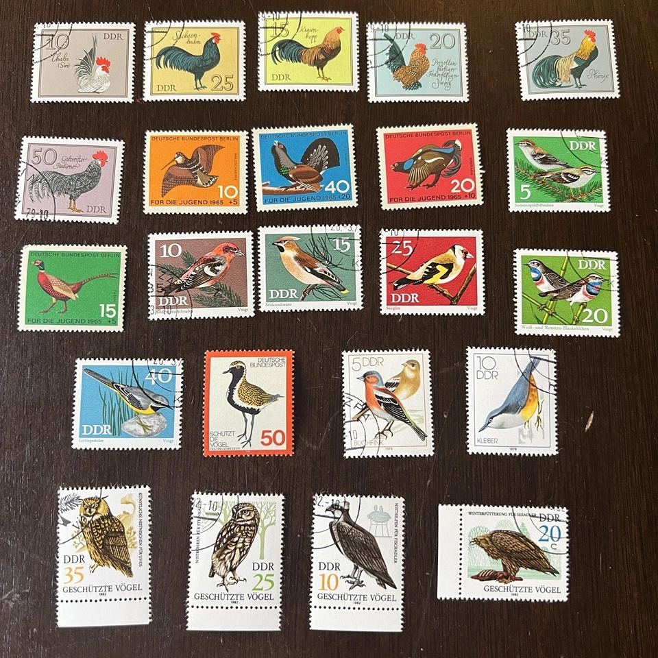 GERMANY DDR LOT OF 23 DIFFERENT BIRD STAMPS - Image 1 of 1