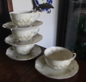Set of 4 Theodore Haviland New York Rosalinde Cup and Saucer New York USA - Picture 1 of 9