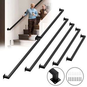 80/120/150/180/240 cm Handlauf Treppengeländer Geländer Schutzgeländer Schwarz - Bild 1 von 18