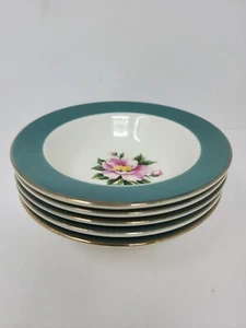 Set of 5 Homer Laughlin Century Green Semi Vit Dessert Fruit Bowls Ohio 6” - Picture 1 of 6