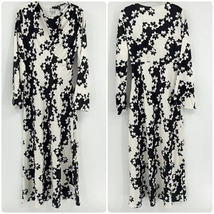 Neu mit Etikett Asos Design Damen Retro 70er Jahre inspiriert Blumen Maxikleid Größe 10 schwarz weiß - Bild 1 von 10