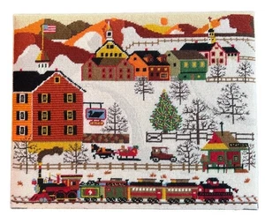 Treno natalizio Charles Wysocki completo vintage scena invernale  - Foto 1 di 16