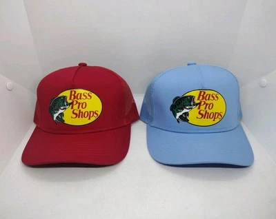 Bass Pro Shops Snapback Trucker Hat Mesh Back Adjustable Cap Lot Red And Blue - Изображение 1 из 4