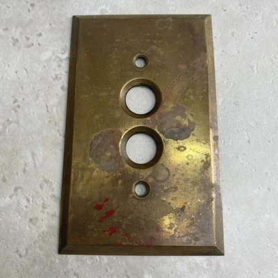 Vintage Antique Brass PUSH BUTTON Outlet Light Switch Cover Plate - Image 1 of 4
