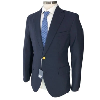 Lands End Blazer Mens 34R Navy Gold Button Two-Button Wool Blend Classic - Image 1 of 4