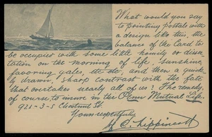 PIONEER POST CARD - ON UX10 - BOATING SCENE - PENN MUTUAL LIFE - Picture 1 of 3