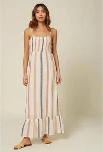 O'Neill Women's 100% Cotton Gauze Boho Striped Maxi Sun Dress Sz Large EUC - Picture 1 of 13