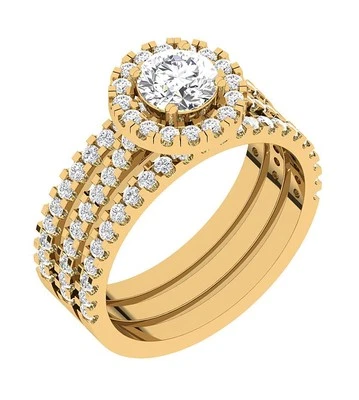 Multiple Bridal 3 Engagement Ring 2.10 Ct Natural Diamond 14K Yellow Gold 9.70MM - Image 1 of 4