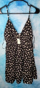 New Aeropostale Size L Womens Tea Length Black Multicolor Flor Dress Light NWT  - Picture 1 of 6