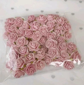 100 Soft Rose Pink Mulberry Paper Flower Open Roses 20mm - Picture 1 of 1