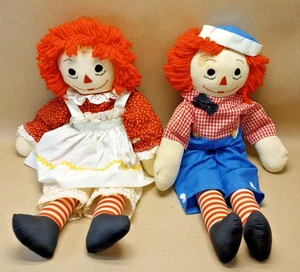 Vintage 24" Raggedy Ann & Andy Cloth Dolls Handmade - Picture 1 of 17