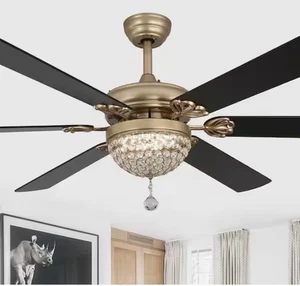 Oaks Aura Nova65 in Indoor Modern Glam Crystal Black Ceiling Fan with LED Lig-C1 - Picture 1 of 13