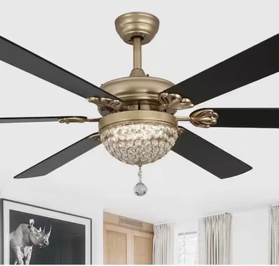 Oaks Aura Nova65 in Indoor Modern Glam Crystal Black Ceiling Fan with LED Lig-C1 - Image 1 of 4