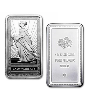 New PAMP Lady Of Liberty Sealed Ten 10 oz Pure Silver Bar  .999 - Picture 1 of 10